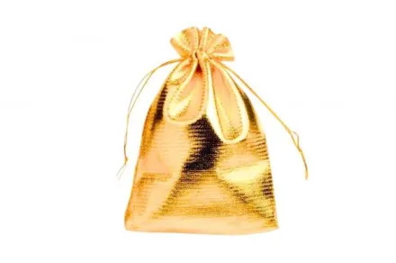 Мішечки з парчі золотого кольору 9×12 упаковка 100 шт
